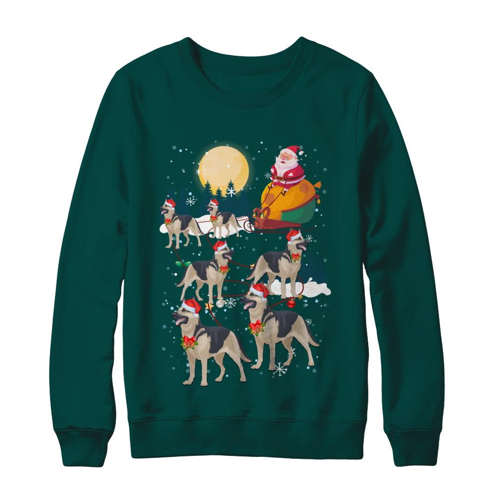 Dog Reindeer German Shepherd Christmas Gift-T-Shirt & Sweatshirt-Crewneck Sweatshirt-Deep Forest