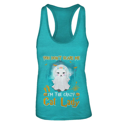 You Don't Scare Me I'm A Crazy Cat Lady Ghost Halloween-T-Shirt & Tank Top-Women's Ideal Racerback Tank-Tahiti Blue