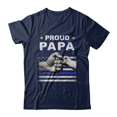 Proud Papa Police Thin Blue Line Flag Fathers Day-T-Shirt & Hoodie-Classic T-Shirt-Navy
