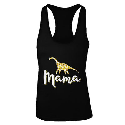 Sunflower Mama Saurus Dinosaur Mothers Day Gift-T-Shirt & Tank Top-Women's Ideal Racerback Tank-Black