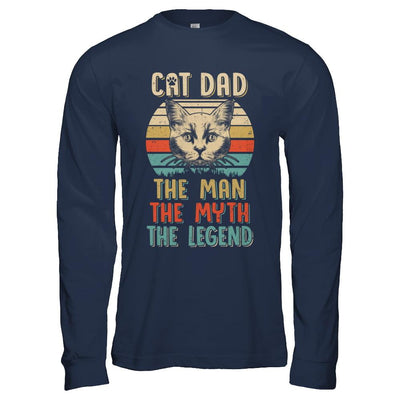 Cat Dad The Man The Myth Legend Fathers Day Gift Daddy-T-Shirt & Hoodie-Long Sleeve T-Shirt-Navy