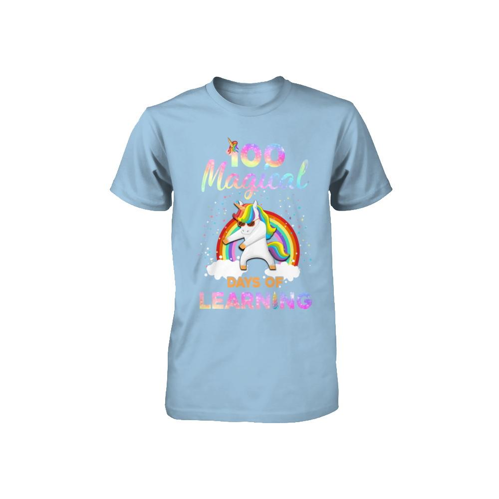 100 Magical Days of Learning Flossing Unicorn Youth-Youth Shirt-Toddler T-Shirt-Light Blue