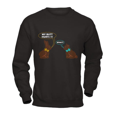 My Butt Hurts What Funny Easter Bunny-T-Shirt & Hoodie-Crewneck Sweatshirt-Black