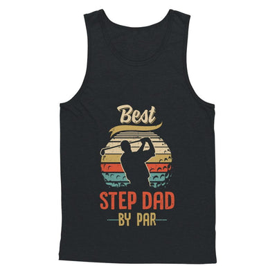 Vintage Best Step Dad By Par Fathers Day Funny Golf Gift-T-Shirt & Hoodie-Unisex Tank-Black