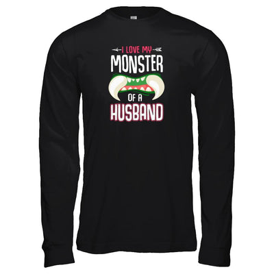 Monster Of A Husband Funny Couples Halloween-T-Shirt & Tank Top-Long Sleeve T-Shirt-Black