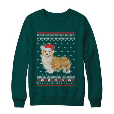 Corgi Christmas Ugly Sweater Lights Dog Xmas Gift-T-Shirt & Sweatshirt-Crewneck Sweatshirt-Deep Forest