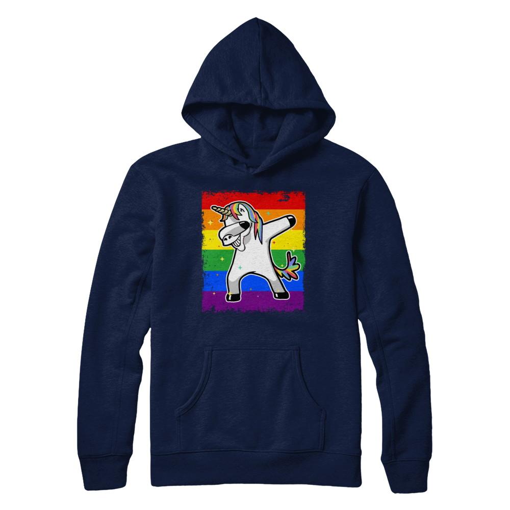 Dabbing Unicorn Lgbt Gay Pride Flag-T-Shirt & Hoodie-Pullover Hoodie-Navy