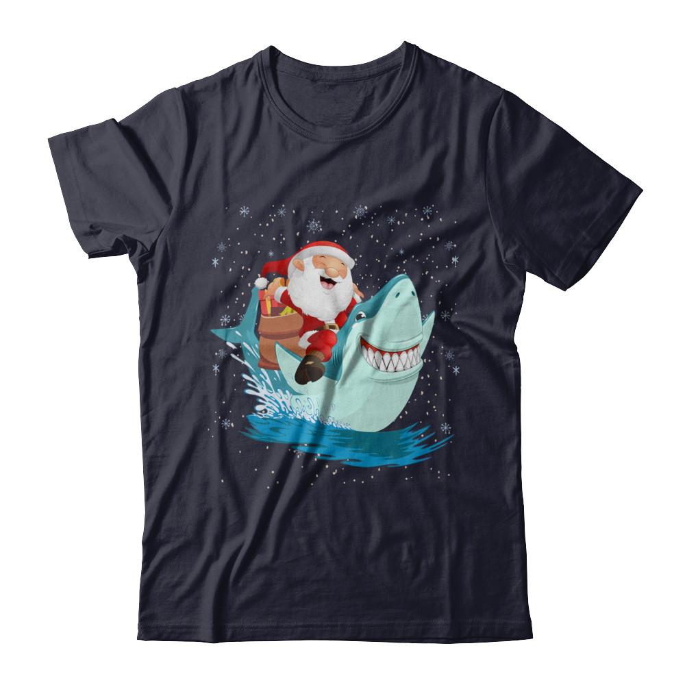 Santa Claus Riding Shark Christmas Xmas Gift-T-Shirt & Sweatshirt-Premium T-Shirt-Midnight Navy