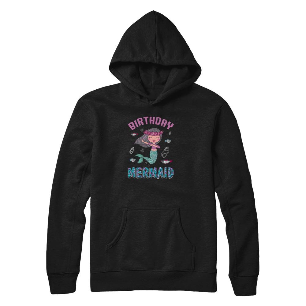 Birthday Mermaid Party Dabbing-T-Shirt & Tank Top-Pullover Hoodie-Black