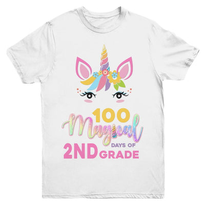 100 Magical Days Of 2Nd Grade School Unicorn Girl Gift Youth-Youth Shirt-Youth T-Shirt-White