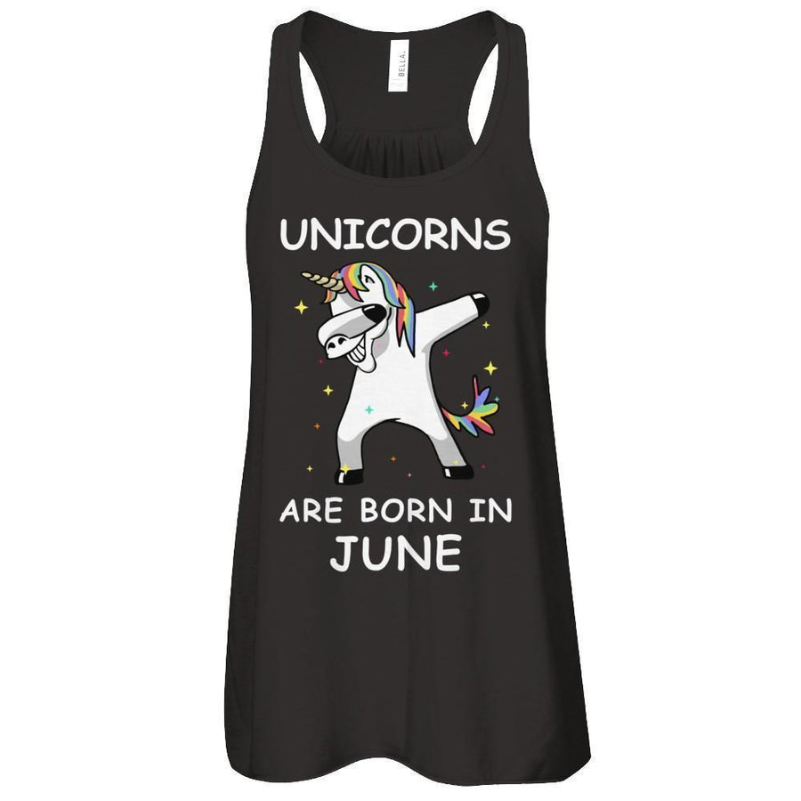 Unicorns Are Born In June Cute Dabbing-T-Shirt & Tank Top-Women's Flowy Racerback Tank-Black