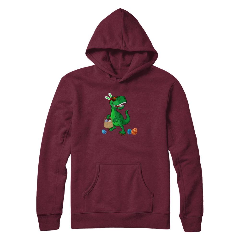 Funny Dabbing Cool Easter Bunny Dinosaur-T-Shirt & Tank Top-Pullover Hoodie-Maroon
