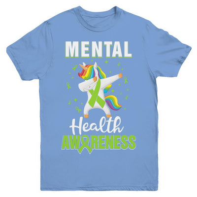 Inspirational Mental Health Awareness Unicorn Support Youth-Youth Shirt-Youth T-Shirt-Carolina Blue