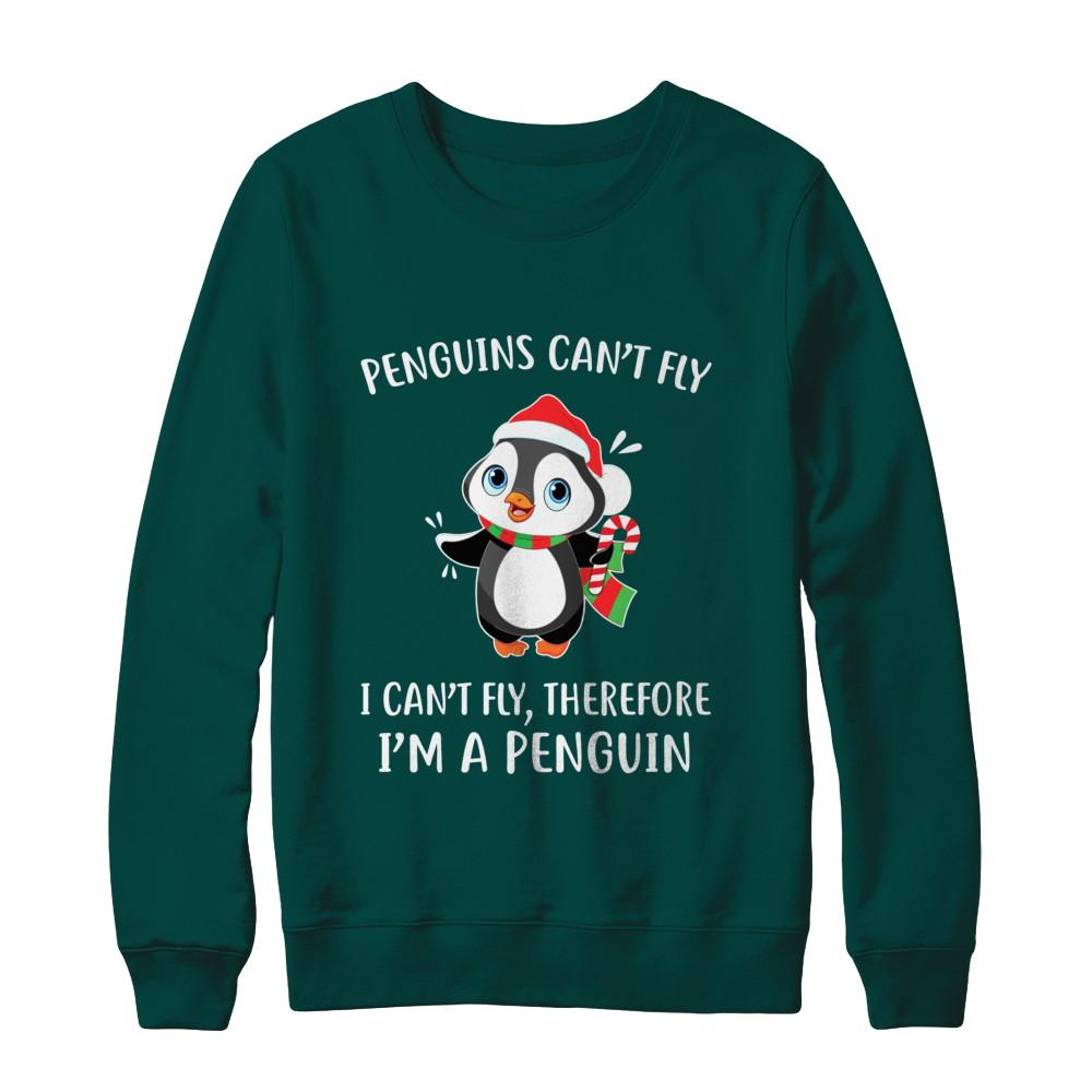 Funny Penguin I Can't Fly Christmas Gift-T-Shirt & Sweatshirt-Crewneck Sweatshirt-Deep Forest