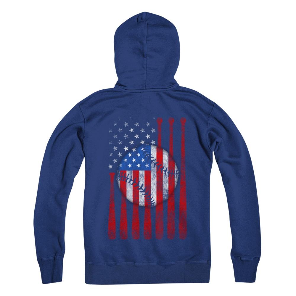 American Flag Vintage Baseball-T-Shirt & Hoodie-Hanes - Heavyweight Pullover Hoodie-Deep Royal