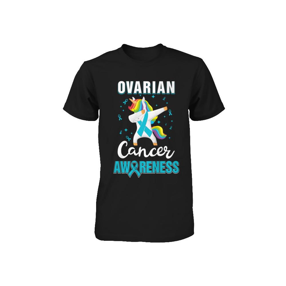 Inspirational Ovarian Cancer Awareness Unicorn Support Youth-Youth Shirt-Toddler T-Shirt-Black