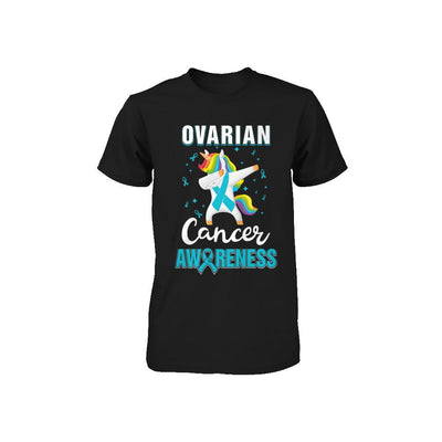 Inspirational Ovarian Cancer Awareness Unicorn Support Youth-Youth Shirt-Toddler T-Shirt-Black
