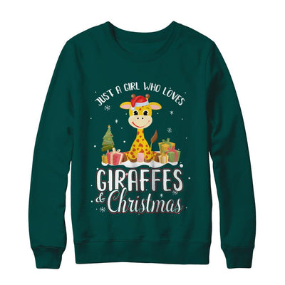 Just A Girl Who Loves Giraffes And Christmas-T-Shirt & Sweatshirt-Crewneck Sweatshirt-Deep Forest