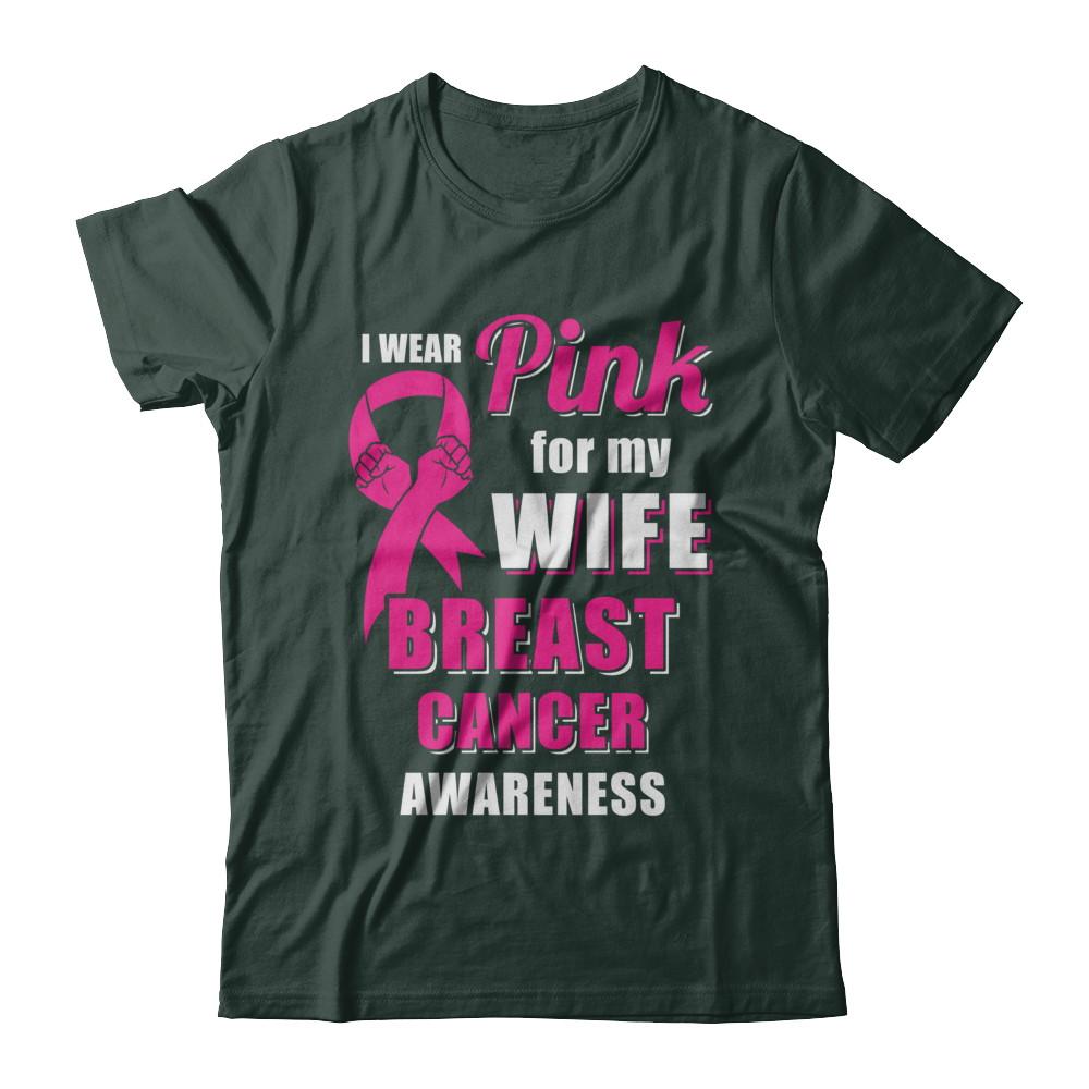 I Wear Pink For My Wife Breast Cancer Husband-T-Shirt & Hoodie-Classic T-Shirt-Forest Green