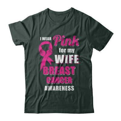 I Wear Pink For My Wife Breast Cancer Husband-T-Shirt & Hoodie-Classic T-Shirt-Forest Green