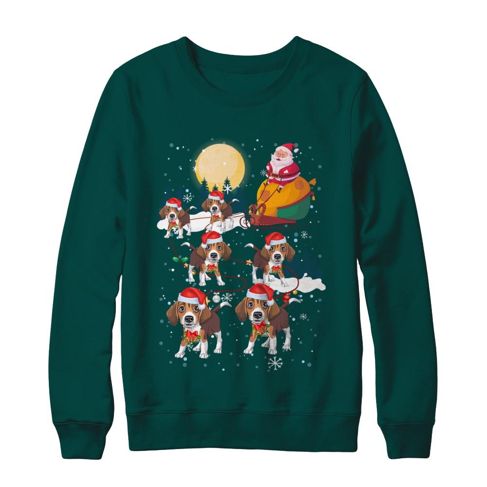 Dog Reindeer Beagle Christmas Gift-T-Shirt & Sweatshirt-Crewneck Sweatshirt-Deep Forest