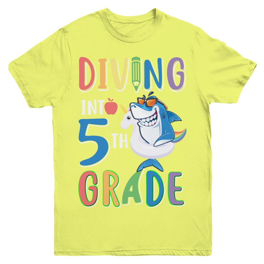 Diving Into 5th Grade Back To School Shark Youth-Youth Shirt-Youth T-Shirt-Daisy
