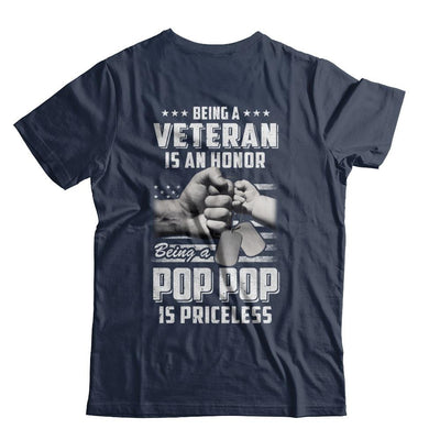 Being A Veteran Is An Honor Being A Pop Pop Is Priceless-T-Shirt & Hoodie-Classic T-Shirt-Navy