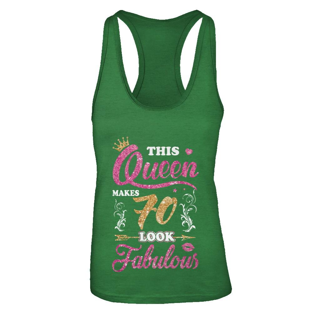 This Queen Makes 70 Look Fabulous 1951 70th Birthday-T-Shirt & Tank Top-Women's Ideal Racerback Tank-Kelly Green