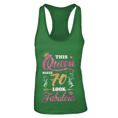 This Queen Makes 70 Look Fabulous 1951 70th Birthday-T-Shirt & Tank Top-Women's Ideal Racerback Tank-Kelly Green