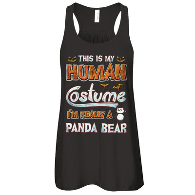 Panda Halloween My Human Costume I'm Really A Panda-T-Shirt & Tank Top-Women's Flowy Racerback Tank-Black