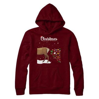 Couples Sick Reindeer Funny Ugly Christmas Sweater-T-Shirt & Sweatshirt-Pullover Hoodie-Maroon