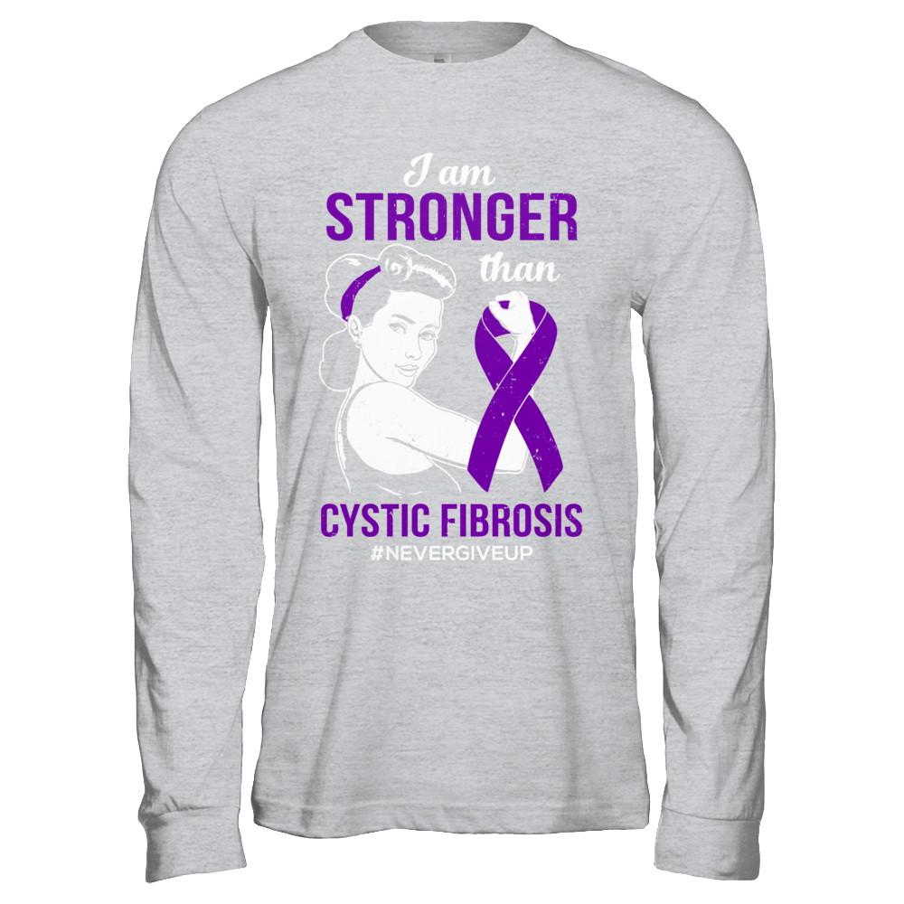 I Am Stronger Than Cystic Fibrosis Awareness Support-T-Shirt & Hoodie-Long Sleeve T-Shirt-Sport Grey