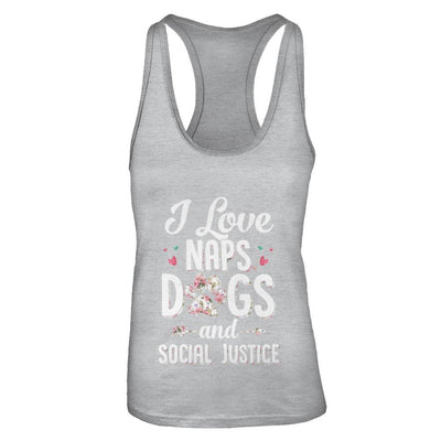 I Love Naps Dogs And Social Justice Dog Gift For Women-T-Shirt & Tank Top-Women's Ideal Racerback Tank-Heather Grey