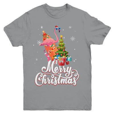 Flamingo Christmas Gift Merry Christmas Flamingo Youth-Youth Shirt-Youth T-Shirt-Sport Grey