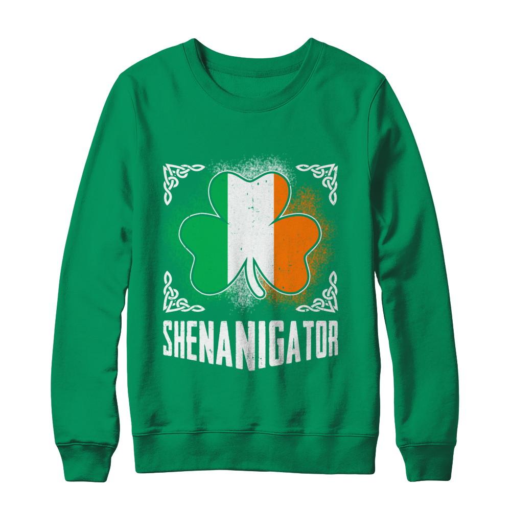 Shenanigator Happy St Patrick's Day-T-Shirt & Hoodie-Crewneck Sweatshirt-Irish Green