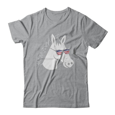July 4Th Patriotic USA American Flag With Horse-T-Shirt & Hoodie-Classic T-Shirt-Sport Grey