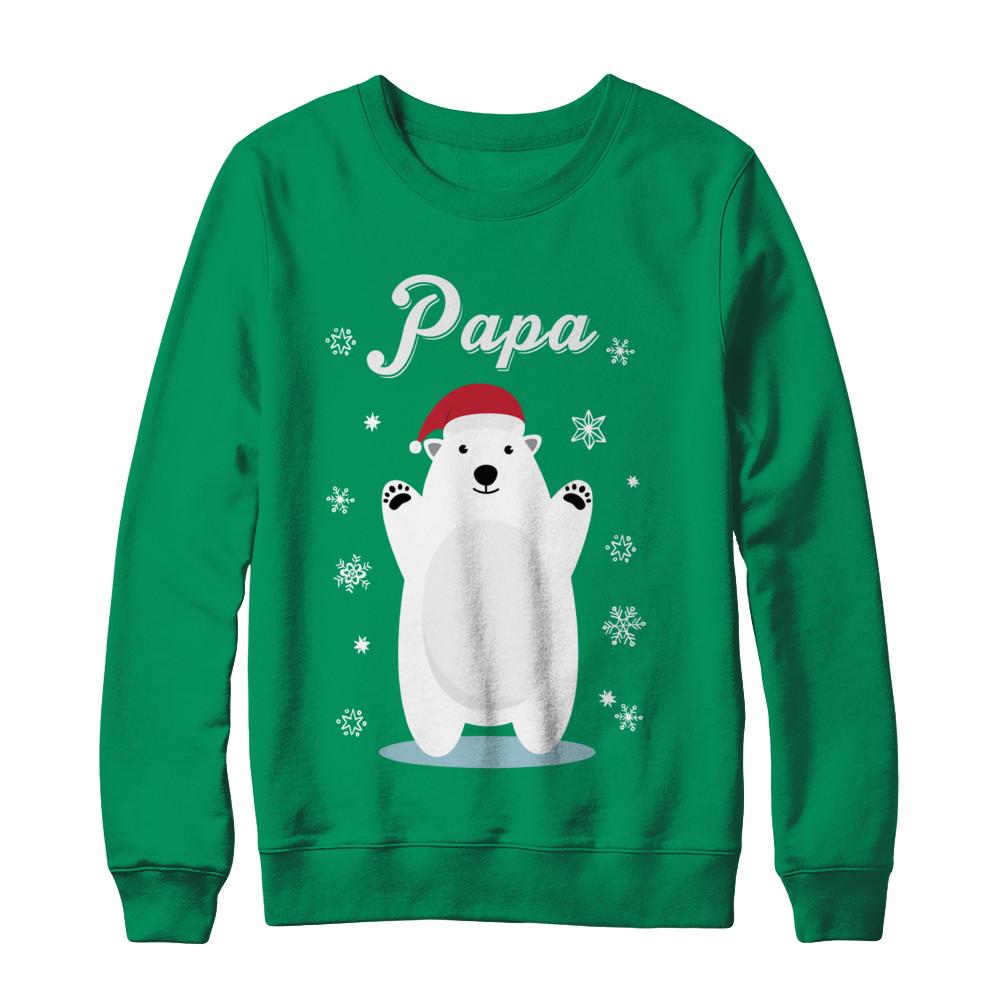 Papa Bear Christmas Santa Pajamas-T-Shirt & Sweatshirt-Crewneck Sweatshirt-Irish Green