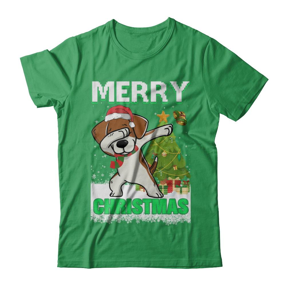 Cute Beagle Claus Merry Christmas Ugly Sweater-T-Shirt & Sweatshirt-Premium T-Shirt-Kelly Green
