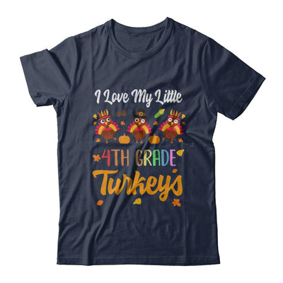 Thankful I Love My Little Fourth Grade Turkeys-T-Shirt & Sweatshirt-Classic T-Shirt-Navy