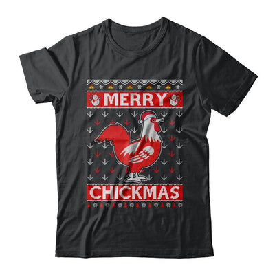 Merry Chickmas Farmer Chicken Ugly Christmas Sweater-T-Shirt & Sweatshirt-Classic T-Shirt-Black