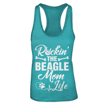 Rockin The Beagle Mom Life-T-Shirt & Tank Top-Women's Ideal Racerback Tank-Tahiti Blue