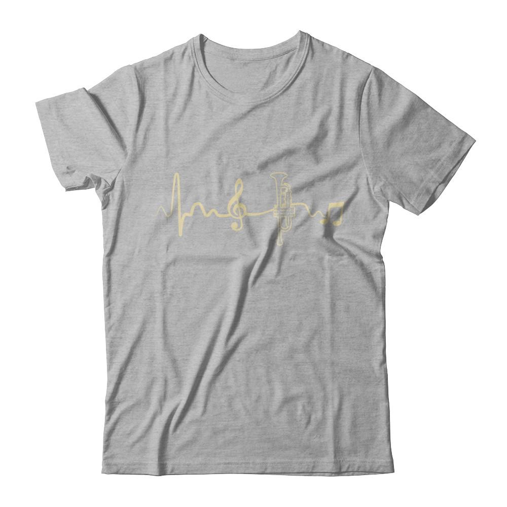 Trumpet Heartbeat Musician-T-Shirt & Hoodie-Premium T-Shirt-Heather Gray