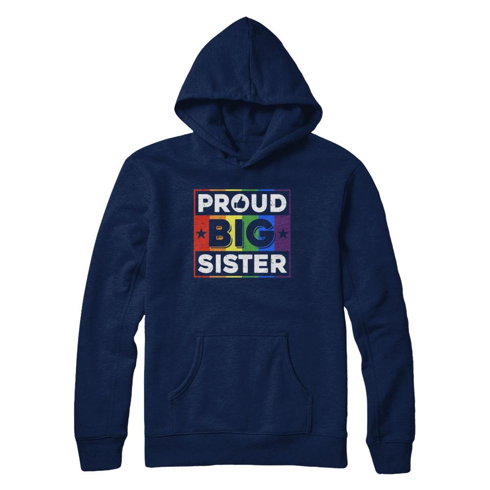 Proud Sister Brother Gay Lesbian Pride Month LGBT-T-Shirt & Hoodie-Pullover Hoodie-Navy