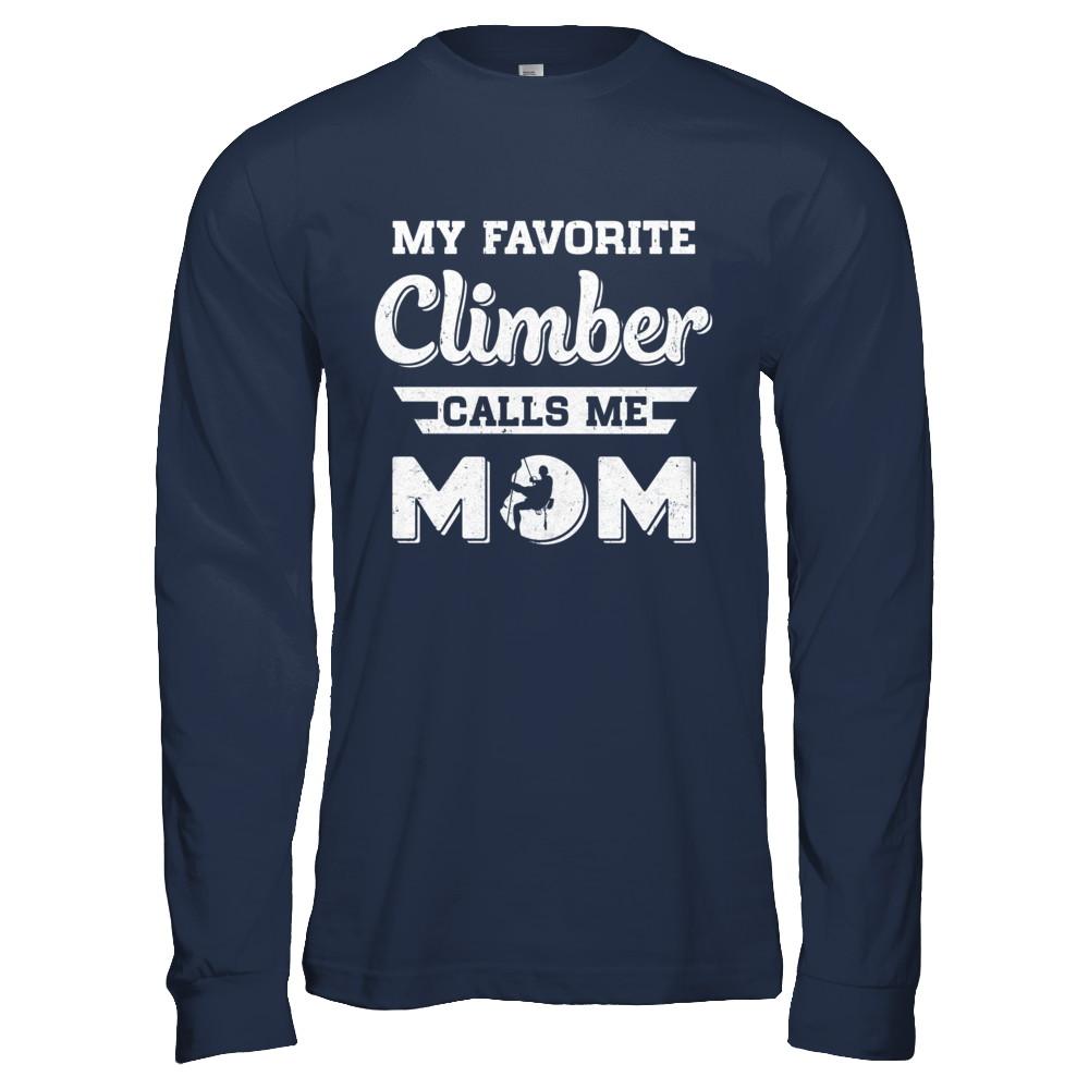 Rock Climbing My Favorite Climber Call Me Mom Son-T-Shirt & Hoodie-Long Sleeve T-Shirt-Navy