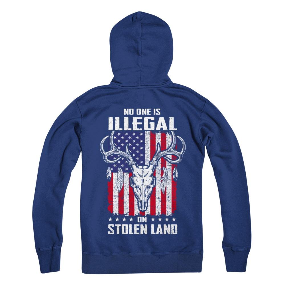 No One Is Illegal On Stolen Land Immigrants-T-Shirt & Hoodie-Pullover Hoodie-Deep Royal