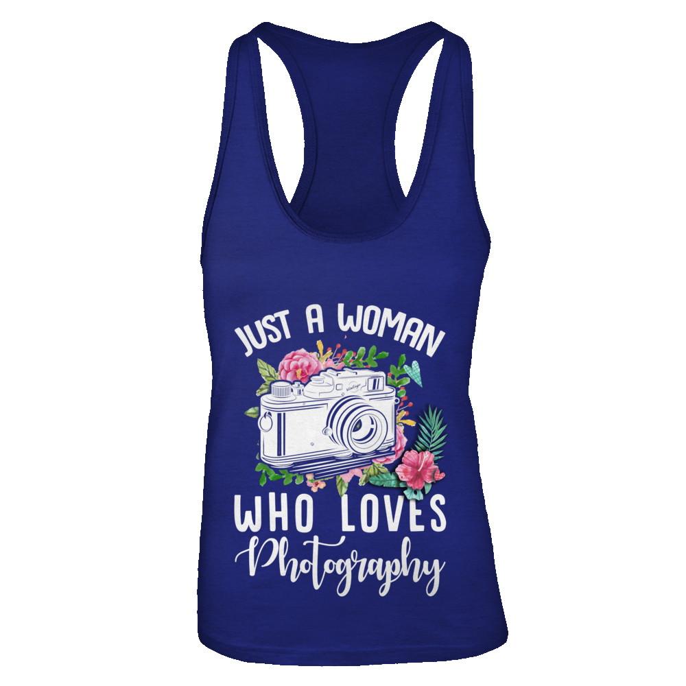 Just A Woman Who Loves Photography Photographer-T-Shirt & Tank Top-Women's Ideal Racerback Tank-Royal