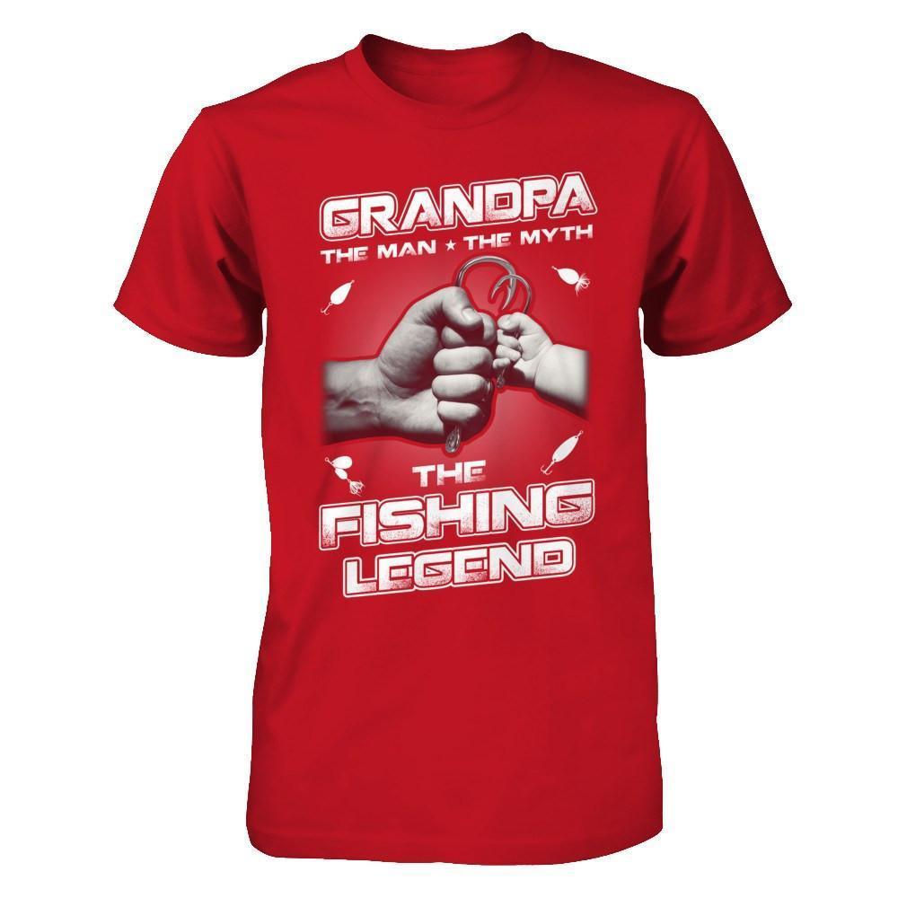 Grandpa The Man The Myth The Fishing Legend-T-Shirt & Hoodie-Classic T-Shirt-Red