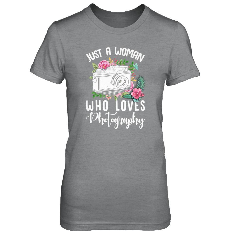 Just A Woman Who Loves Photography Photographer-T-Shirt & Tank Top-Women's T-Shirt-Sport Grey