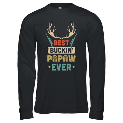 Vintage Best Buckin' PaPaw Ever Deer Hunting-T-Shirt & Hoodie-Long Sleeve T-Shirt-Black