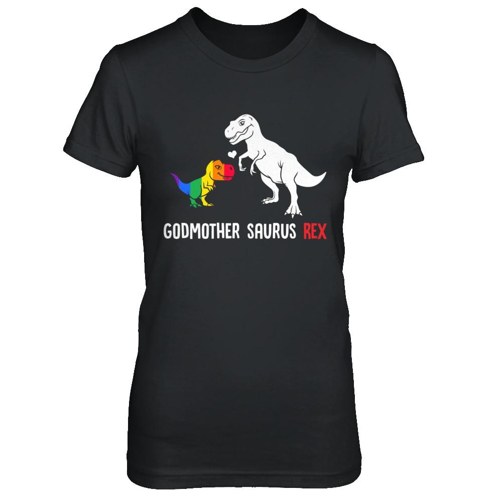 Godmother Saurus T-Rex Dinosaur Gift LGBT Support-T-Shirt & Hoodie-Women's T-Shirt-Black